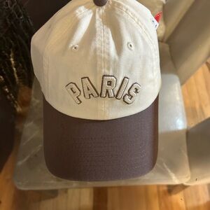 Urban Outfitters Paris Cap - Cream and Brown